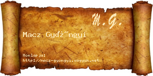 Macz Gyöngyi névjegykártya